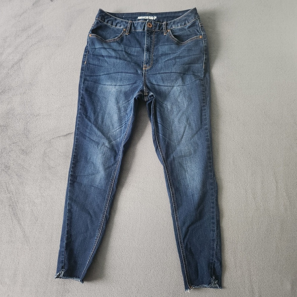 American Rag Jeans Womens Size 11 Cie Skinny Medium Wash Stretch raw hem Blue‎